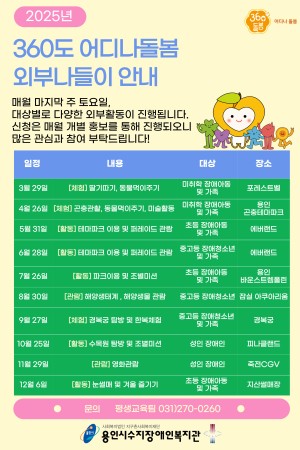 2025년 360도 어디나돌봄 휴일형 외부나들이 안내